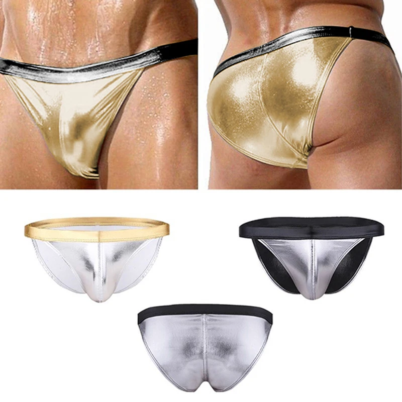 Mens Leather Lingerie Sexy PU Leather Underwear Jockstrap String Homme Men Sexy Under Wear Hip Gay Male Low Waist Thong Panties