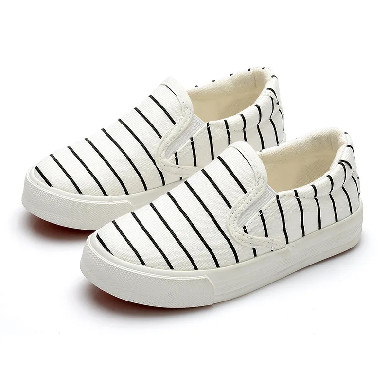 2017 модная детская парусиновая обувь в полоску Детские лоферы для бега мальчиков