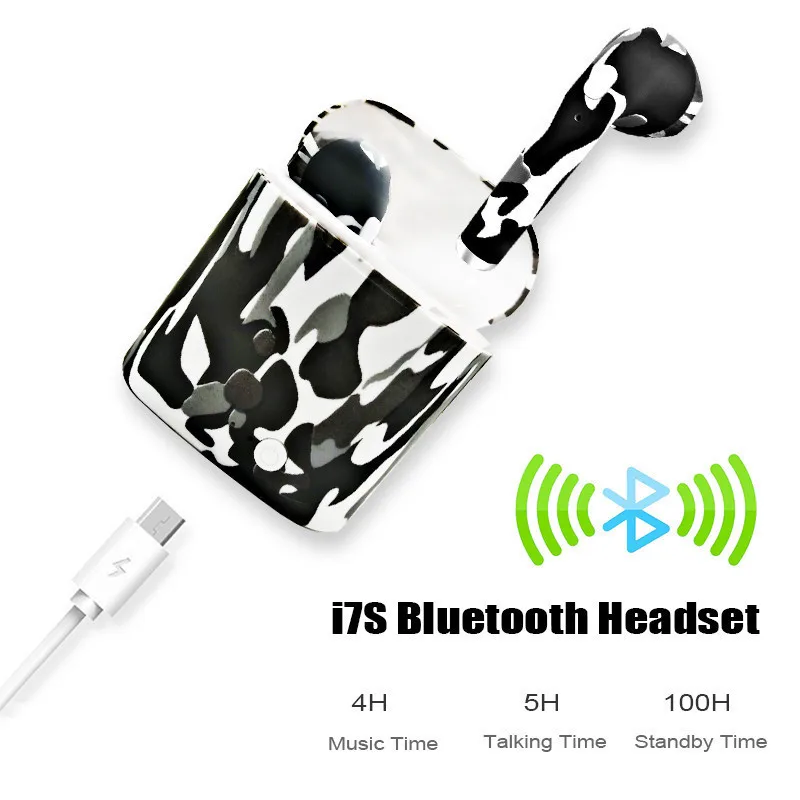 I7s Tws Беспроводная bluetooth гарнитура с красочным рисунком портативные мини наушники