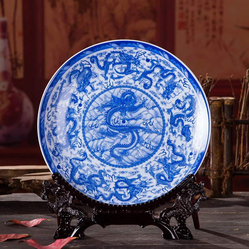 Античная имитация художественной сине белой фарфоровой декоративной