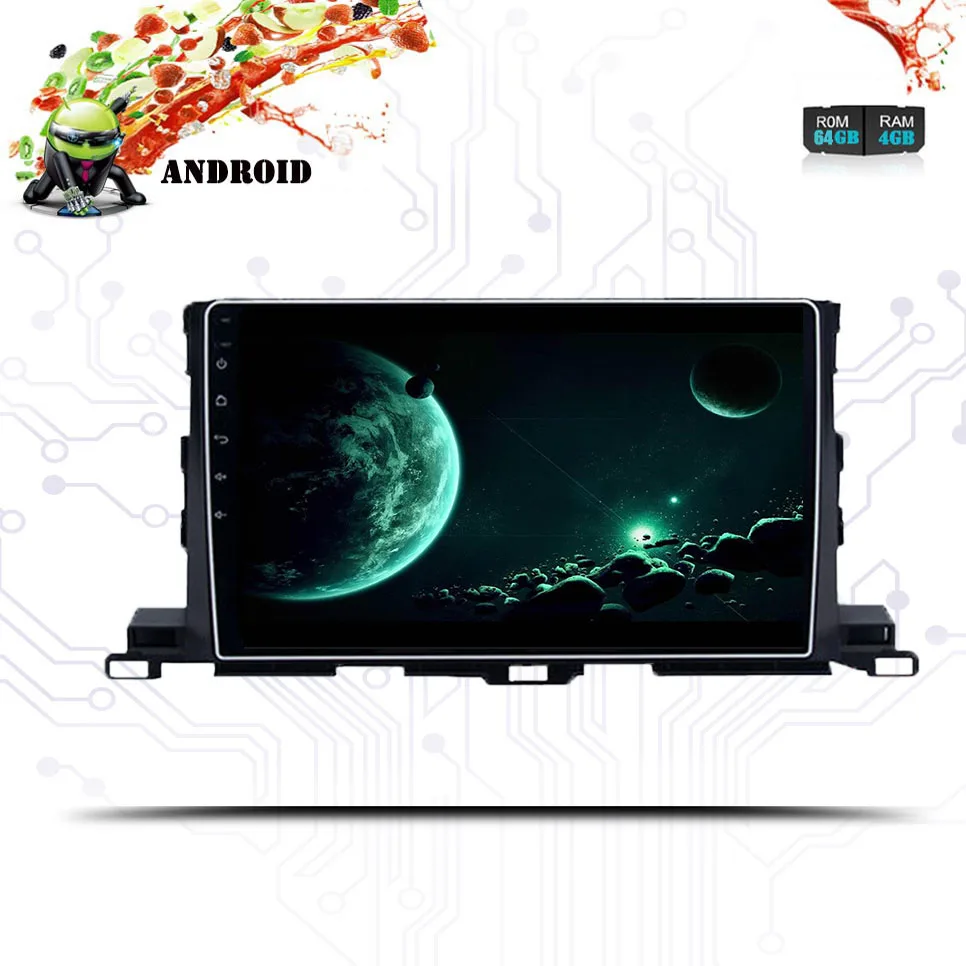 Android 9 0 Восьмиядерный 4 Гб RAM 64G Автомобильный DVD GPS Navi для Toyota Highlander/XU50 Series/Kluger 2014 2018