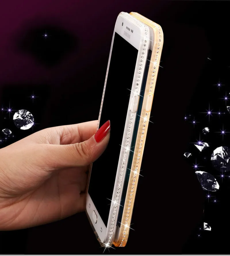 Силиконовый чехол со стразами для Samsung Galaxy S5 S6 edge блестящий милый роскошный с 3D