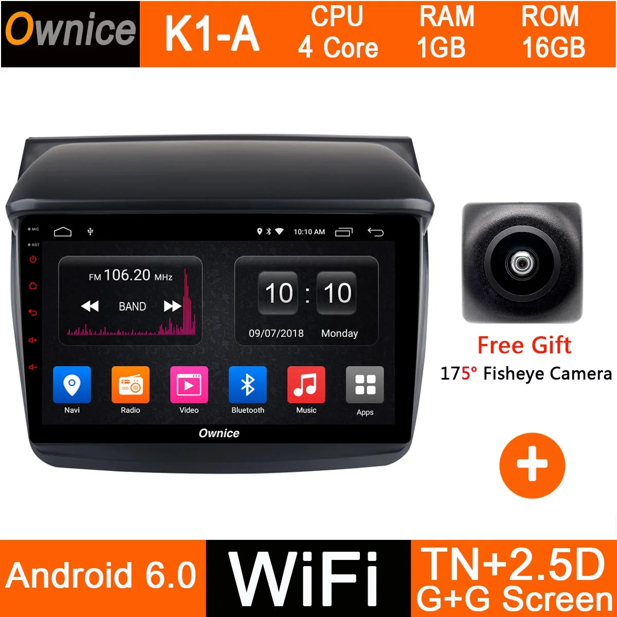 K1-A Android 9,0 1DIN " ips 8 Core 4G+ 32G автомобильный DVD gps Navi Радио для Mitsubishi Pajero Sport L200 Trion Видео Аудио CarPlay DSP ADAS - Цвет: K1-A