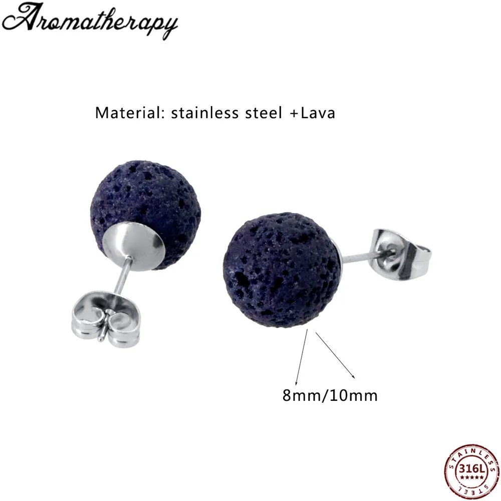 Nature Lava Stone Beads Earrings Aromatherapy Earring Stainless Steel Perfume Jewelry Gifts For Women Girls Decoration | Украшения и