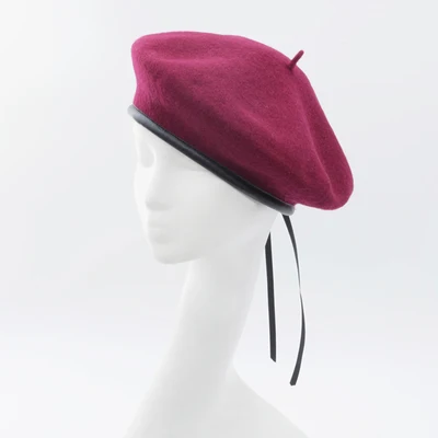 wine red beret JOEJERRY шерстяной берет женский кожаный берет французская шляпа Военная плоская кепка для женщин зима осень весна - Цвет: wine red beret
