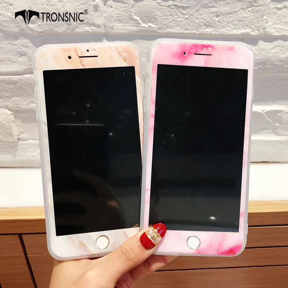 TRONSNIC мраморная пленка из закаленного стекла для iPhone X XS MAX белая черная Защитная