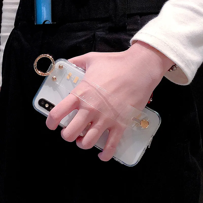 Soft Silicone Wristband Case Cover Phone Cases for iPhone 6 6S 7 8 Plus X XR XS Max Luxury Cute Transparent Strap |