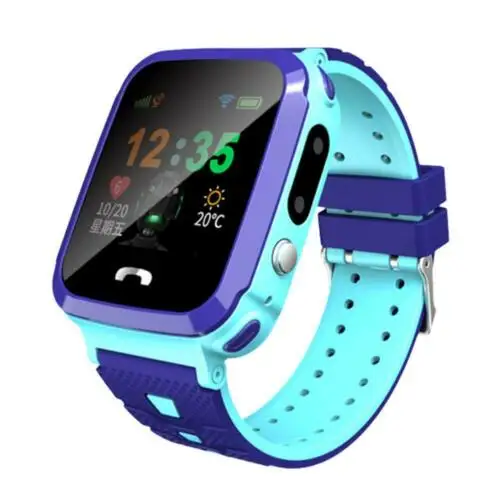 Blue Дети Смарт часы Анти-потери LBS безопасный SOS Вызов Bluetooth сим-карты камера Водонепроницаемый Android iOS мальчик девочка милый подарок умный Браслет - Color: Blue