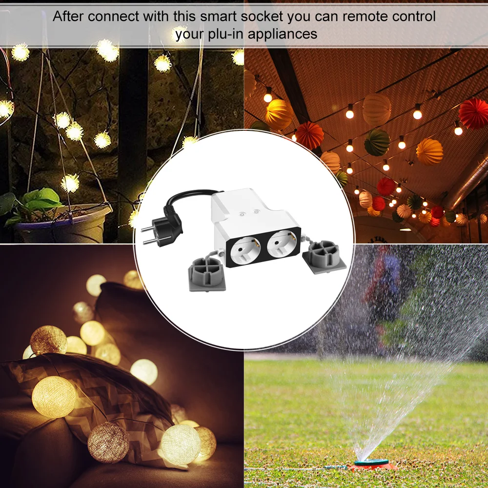 Lemonbest Wifi Smart Socket Outlet Dual Outlets Extension Plug Compatible Alexa Google Home IFTTT 16A Switch | Обустройство дома
