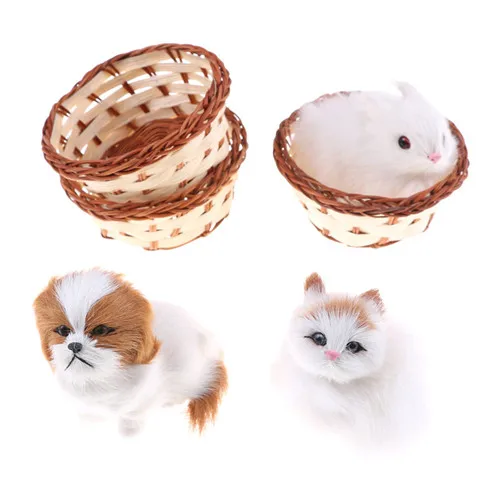 Пластиковые зайчики собаки кошки в корзине игрушки из искусственного плюша для