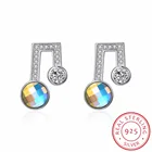 Ювелирные изделия из стерлингового серебра 925 пробы, Маленькая Музыкальная нота серьги-гвоздики с кристаллами от Swarovski, подарок для девочек, женщин