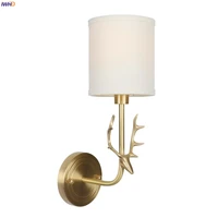 iwhd nordic fabric led wall light bedroom bathroom mirror stair beside antler copper wall lamp sconce applique murale wandlamp