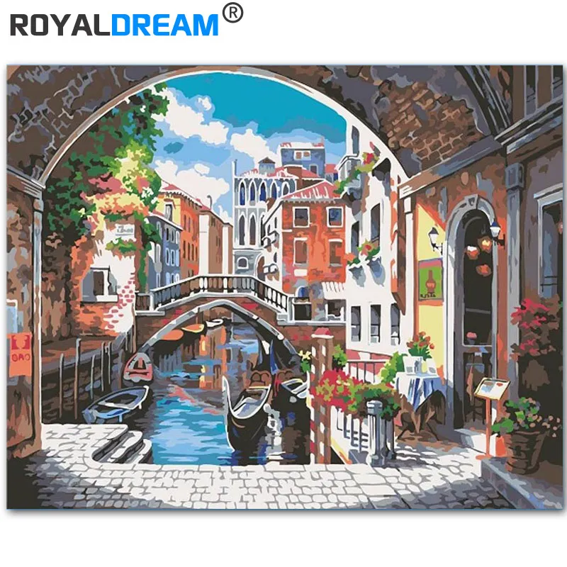 ROYALDREAM Венеция-город на воде пейзаж DIY цифровая картина маслом по номерам