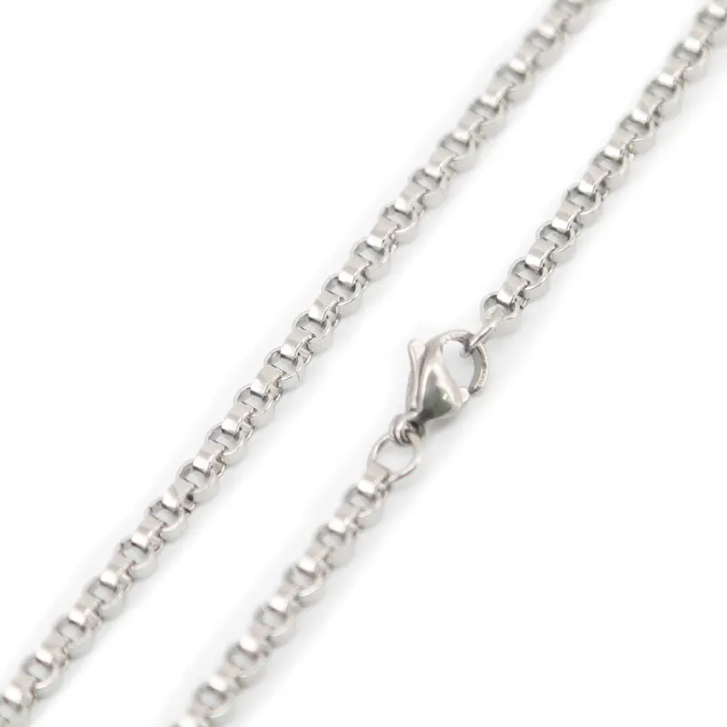 

10pcs super lowest price 24inch 3.2*1.4mm Silver Stainless Steel necklace round Chains for women men