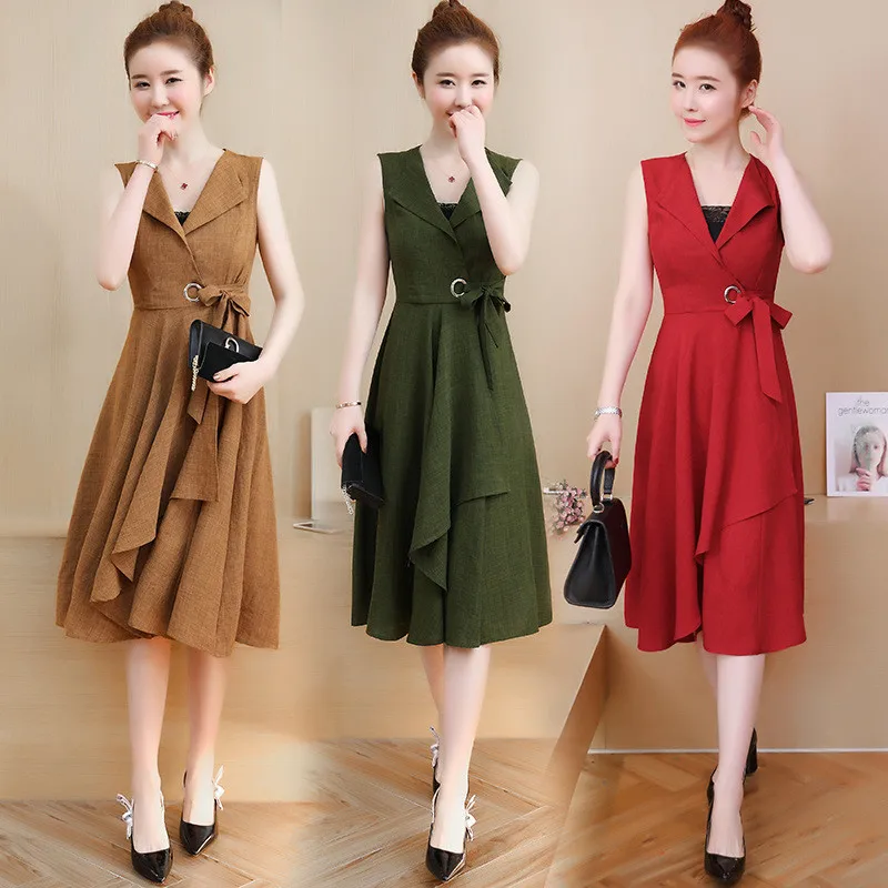 Женское летнее платье с поясом облегающее асимметричное без рукавов женское