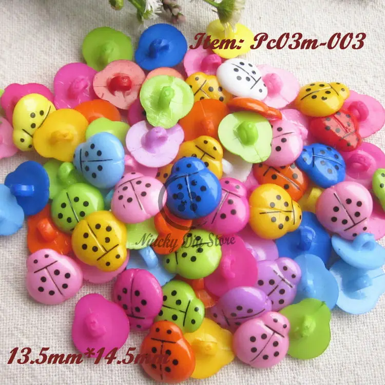 120 шт. разноцветные пуговицы божья коровка Пластиковые бионические Детские
