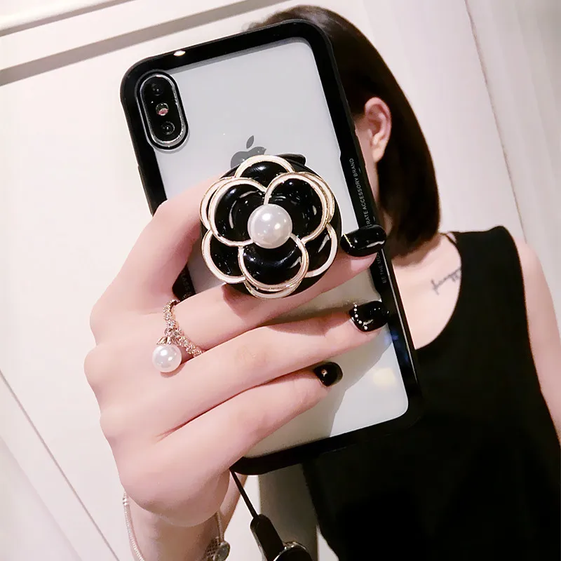 SYCASE новые роскошные кольца с камелиями прозрачная акриловая задняя чехол для iPhone