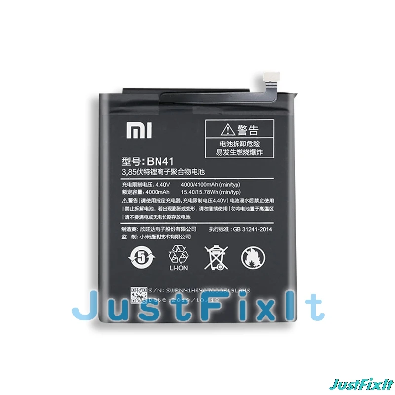 Аккумулятор Xiao mi для телефона Red Hong BN41 Note 4/Note 4X MTK Helio X20 4000 мАч оригинальный сменный