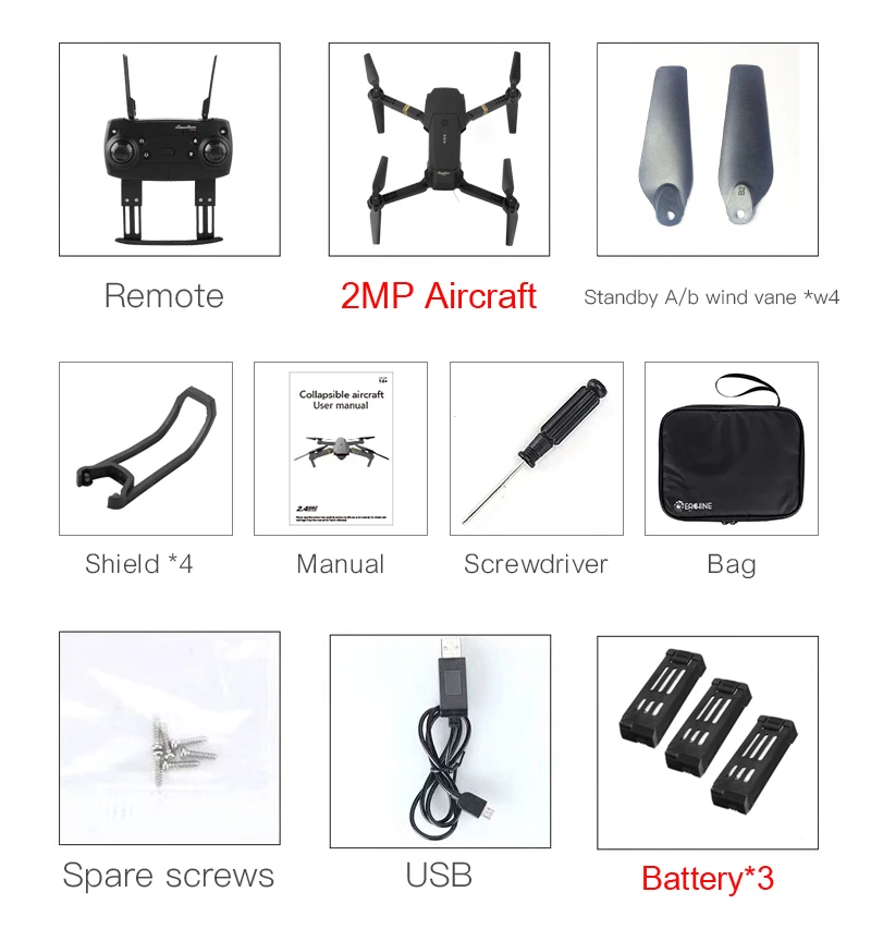 2MP3Batterywithbag Eachine E58 Wi-Fi FPV с широкоугольной HD камерой, режим высокой фиксации, складной Мультикоптер RC RTF Drone VS VISUO XS809HW - Цвет: 2MP3Batterywithbag