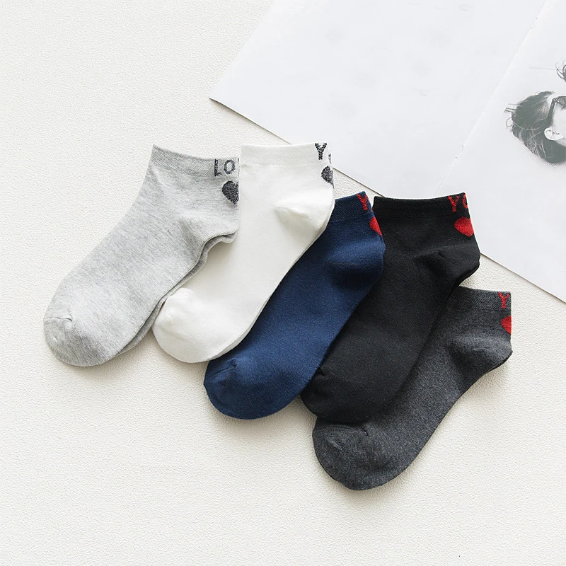 Women Heart Pattern Socks Funny Low Cut Short Ankle Sock Summer Thin Boat Sox Female Ladies Cotton Casual Solid Hosiery|Носки| |