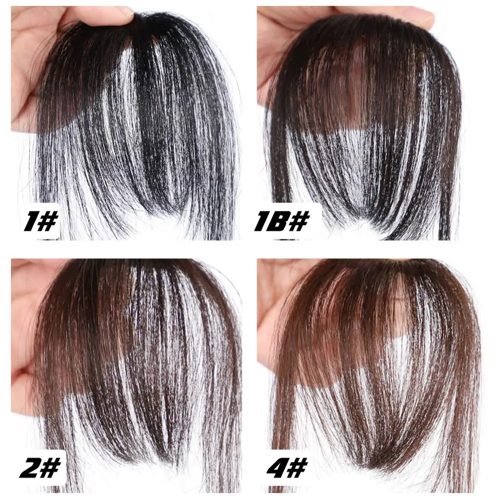 LIDA Remy Brazilian Hair Extensions 6" Short See-Through Front Bangs Clip in Bang Fringe Straight Natural Human Extension | Шиньоны и