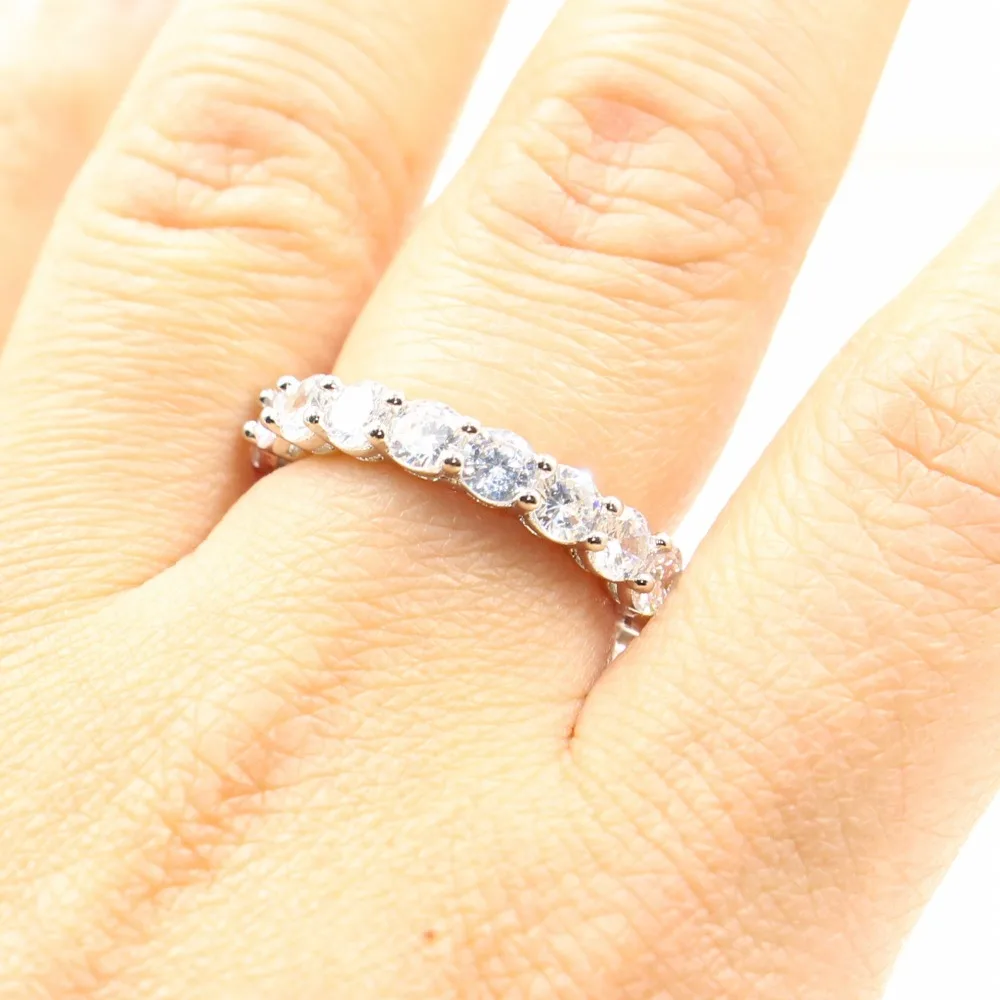 Infinity Luxury Jewelry 925 Sterling Silver Circle Rings Round Shape AAAAA Cubic Zirconia CZ Promise Wedding Band Ring for Women | Украшения