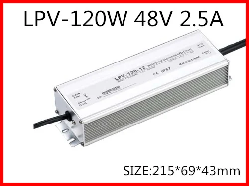 

120W 48V 2.5A LED constant voltage waterproof switching power supply IP67 for led drive LPV-120-48