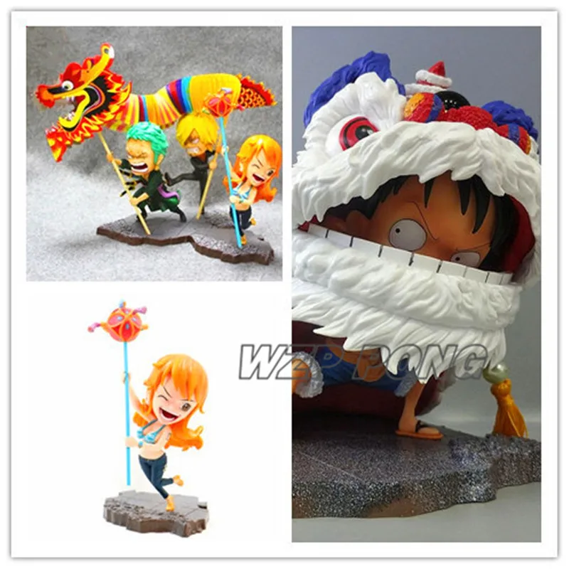 Anime One Piece Luffy Roronoa Zoro Sanji Nami dragon-lion dance Figure Toy PVC Action Model for Children Birthday Gift | Игрушки и хобби