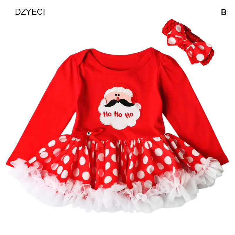 DZYECI My First Birthday Christmas For BabyGirl Bodysuit Costume Unisex New Born Headband+Dress Outfits Sunsuit Creeper 1st |