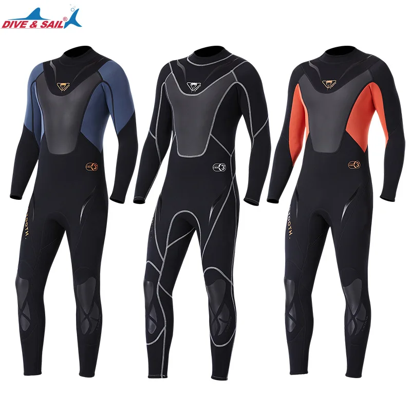 New Mens Scuba 3mm Neoprene Diving Suit Warm Long Sleeve Wetsuit One-Piece Dive Suits Snorkeling Swimming Prevent Jellyfish