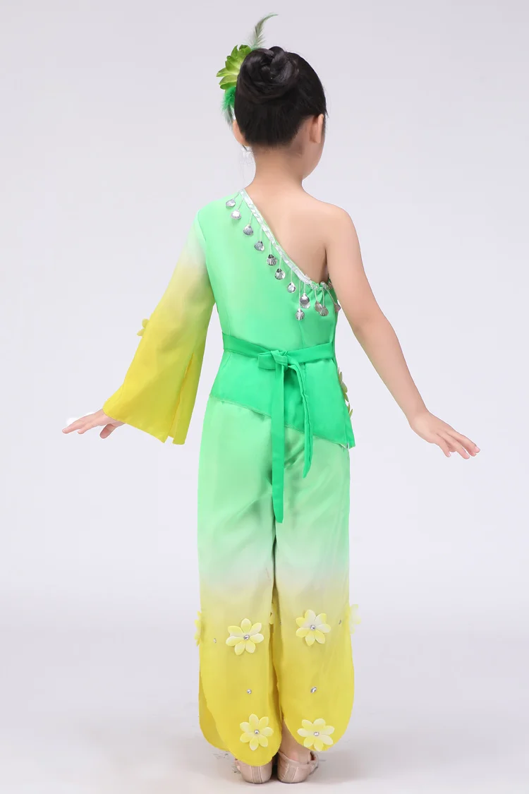 Children's National Costumes Chinese Folk Dance Yangko Clothing iFan Clothes Jasmine Flower Drum | Тематическая одежда и