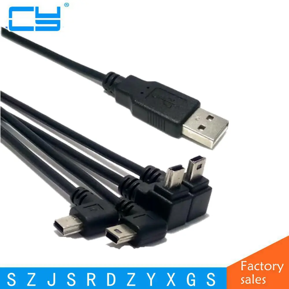 Кабель для передачи данных со штекера USB 2 0 на мини Тип B 5pin 90 градусов вверх и вниз