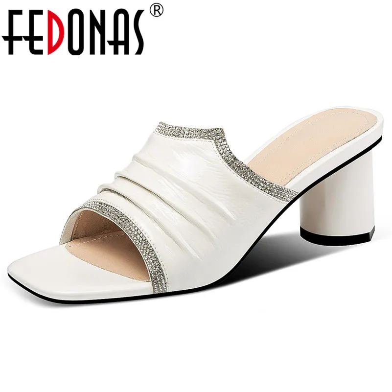 Женские сандалии FEDONAS элегантные однотонные из натуральной кожи с открытым