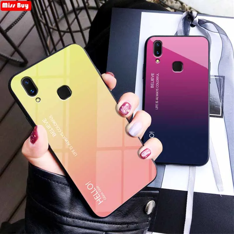 Чехлы для Honor 8C 6 26 '' чехол Huawei роскошные градиентные чехлы из закаленного