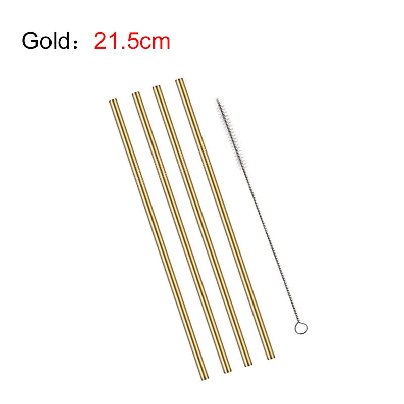 Golden-A-4pcs EIMAI 4 шт красочные 304 соломинки из нержавеющей стали многоразовые, для питья соломы высокого качества изогнутая металлическая соломинка с чистящей щеткой A01 - Цвет: Golden-A-4pcs
