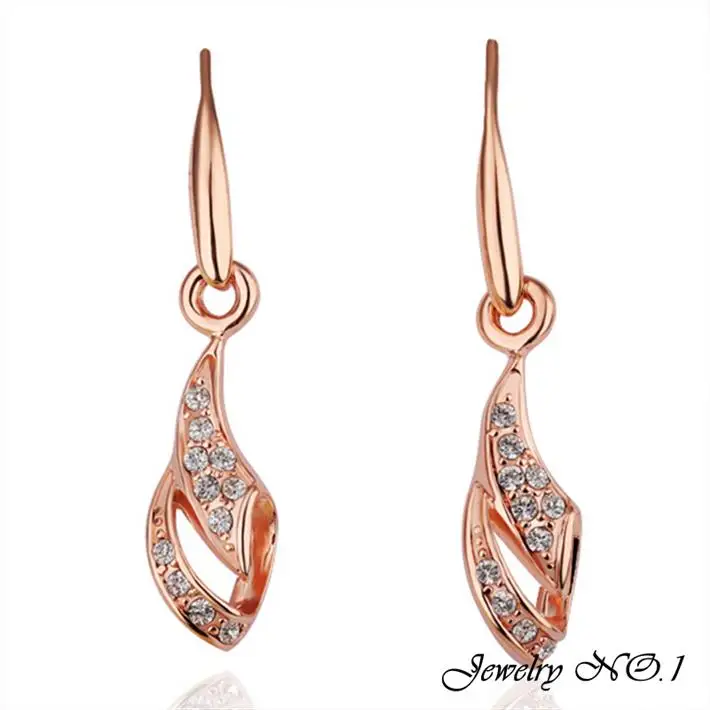 Серьги Ювелирные Изделия 18 К Золотые Для Женщин Brinco Набор Дрель Листьев