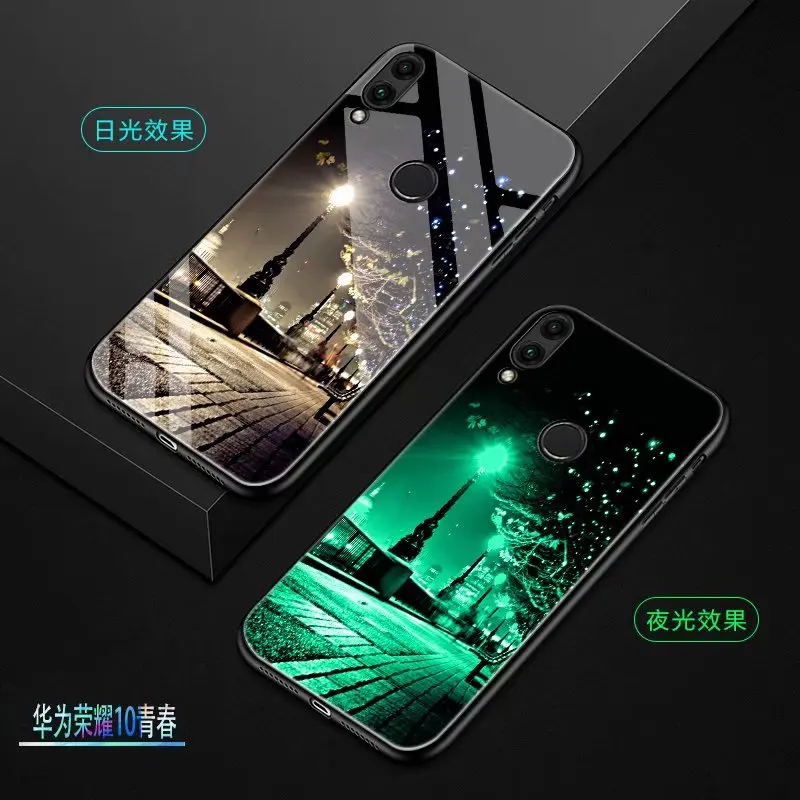 style 09 Для huawei p Smart чехол Роскошный светящийся Узор Жесткий закаленное стекло защитный чехол на заднюю панель для huawei p smart - Цвет: style 09