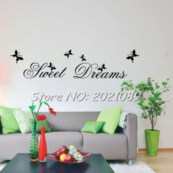 30*60 см timelive Бренд 2016 г. Sweet Dreams стены бабочки Цитата Наклейки Домашний Декор