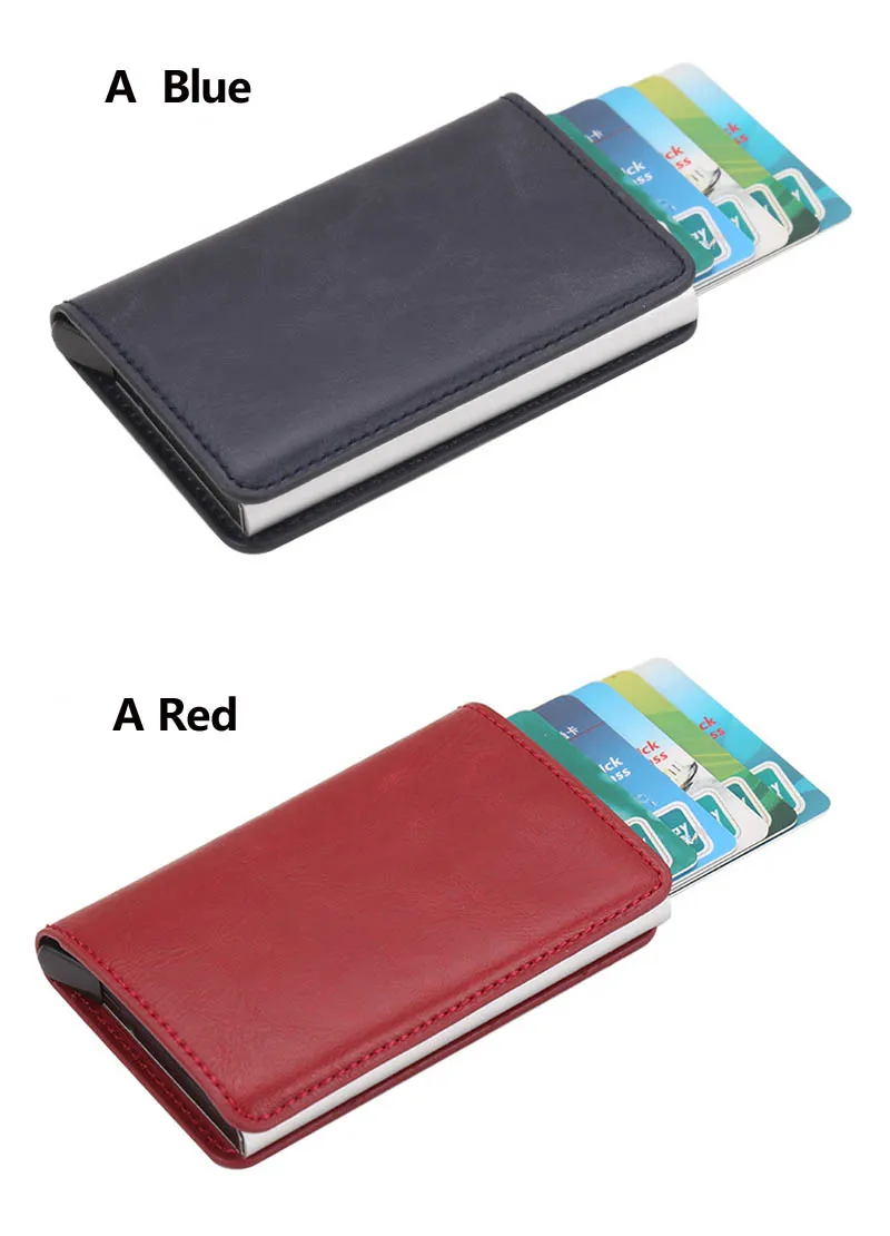Новые мужские противоугонные металлический держатель для карт модные RFID алюминиевые кредитные держатель для карт Crazy Horse PU чехол с зажимом для карт Rfid