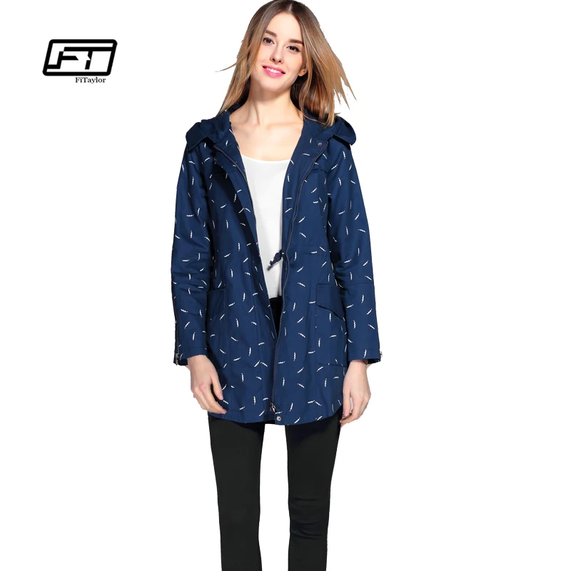 Новые осенние женские Тренч средней длины Элегантная верхняя одежда с капюшоном