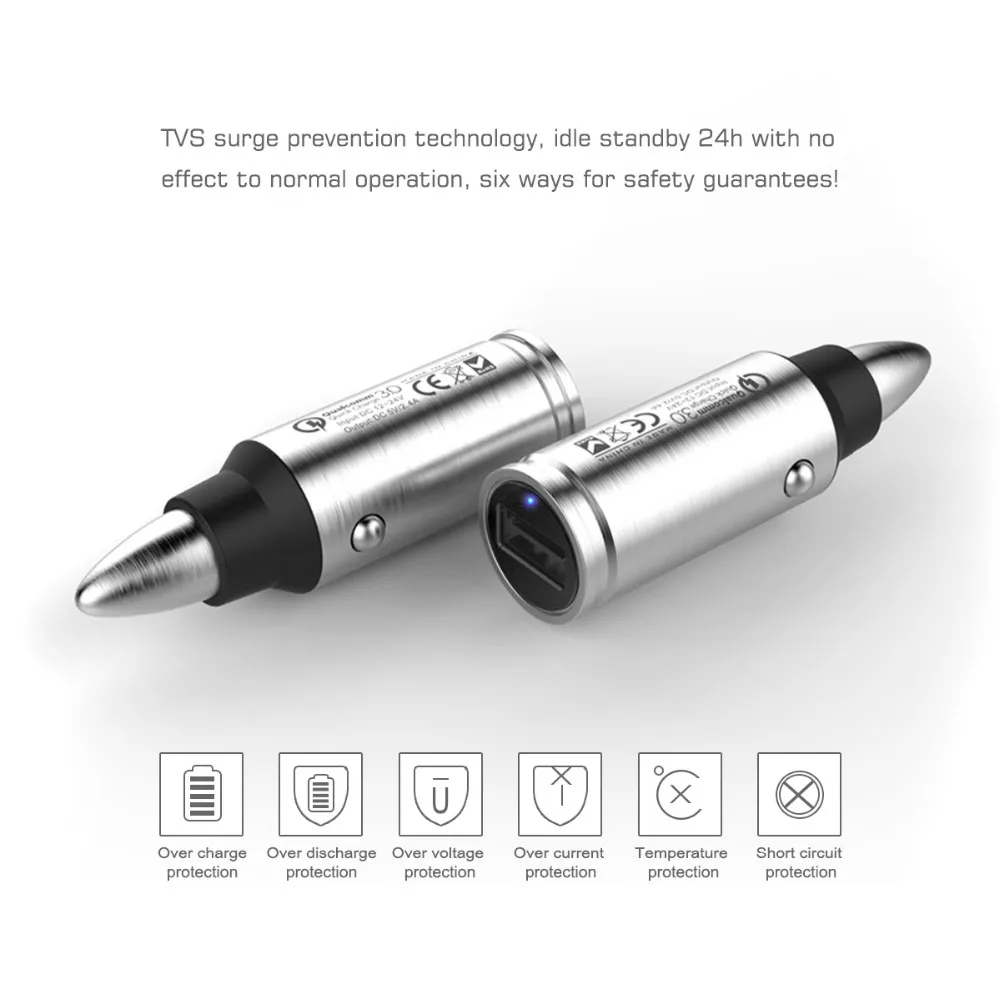 AIXXCO Metal 18W QC3.0 Quick Charge 3.0 Car Phone Charger Mini USB Adapter Charging for Samsung Xiaomi | Мобильные телефоны и