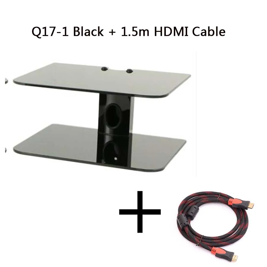 Black with1.5mCable DVD настенная Полка универсальная приставка настенное крепление DVD кронштейн полка с черным усиленным закаленным стеклом для кабельного ящика/игры - Цвет: Black with1.5mCable
