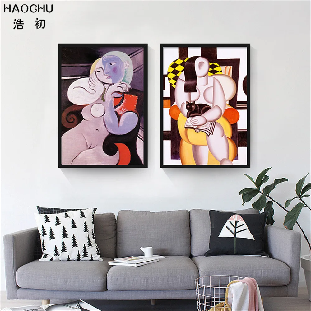 Абстрактные настенные плакаты от бренда haochu Picasso сексуальная леди роспись на
