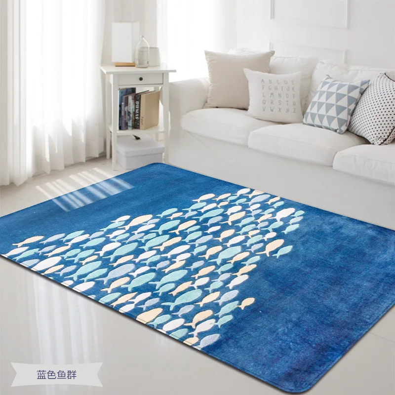 

Nordic marine animal carpets Living room bedroom starfish area rug blue style carpet large rug casual home blanket kids mat