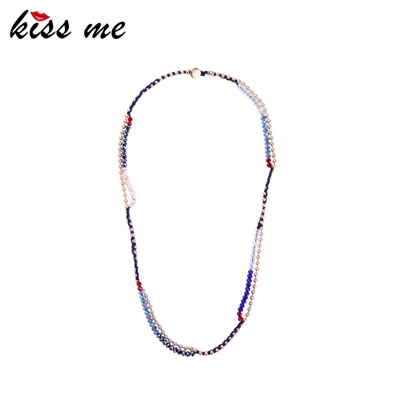 Женский плетеный браслет с бусинами KISS ME ручной работы Ювелирное Украшение для