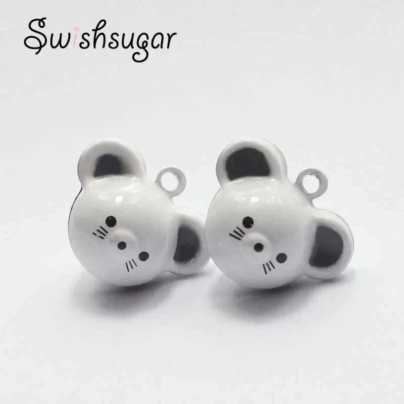 Белая Милая голова мыши мультфильм Jingle колокольчик Подвески DIY ремесло кулон