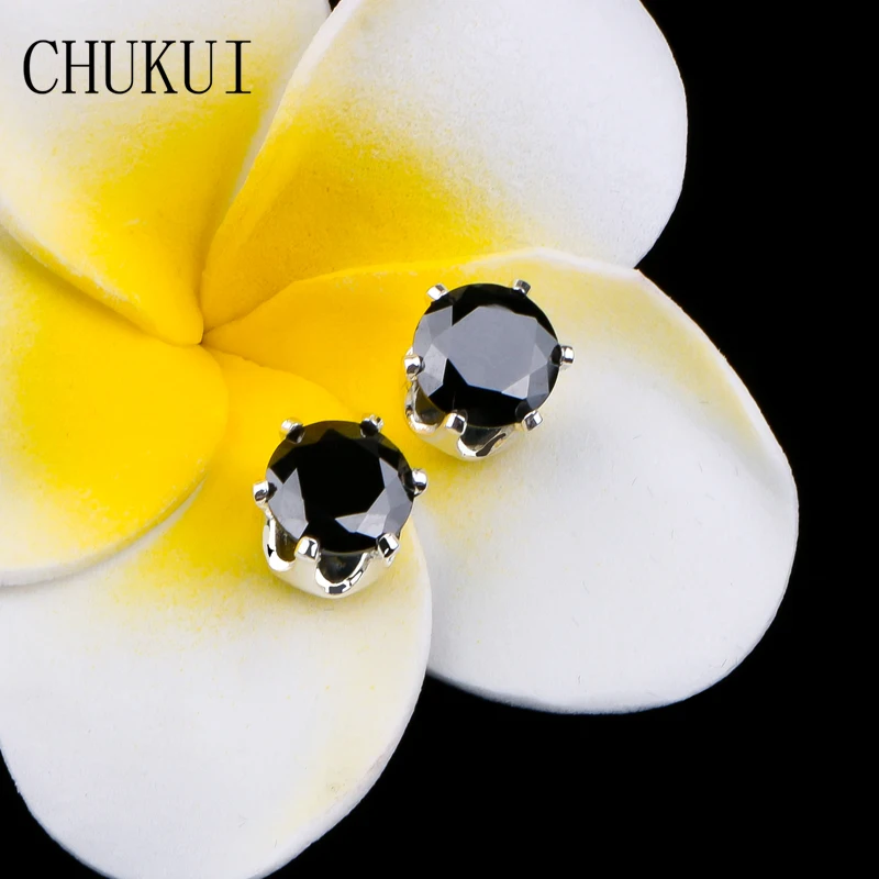 CHUKUI черные серьги гвоздики украшения из серебра для мужчин кубический цирконий