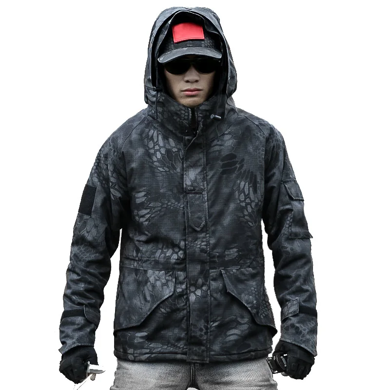 

Мужские армейские тактические теплые куртки, военная камуфляжная одежда, водонепроницаемая теплая мягкая куртка с капюшоном, бархатная од...