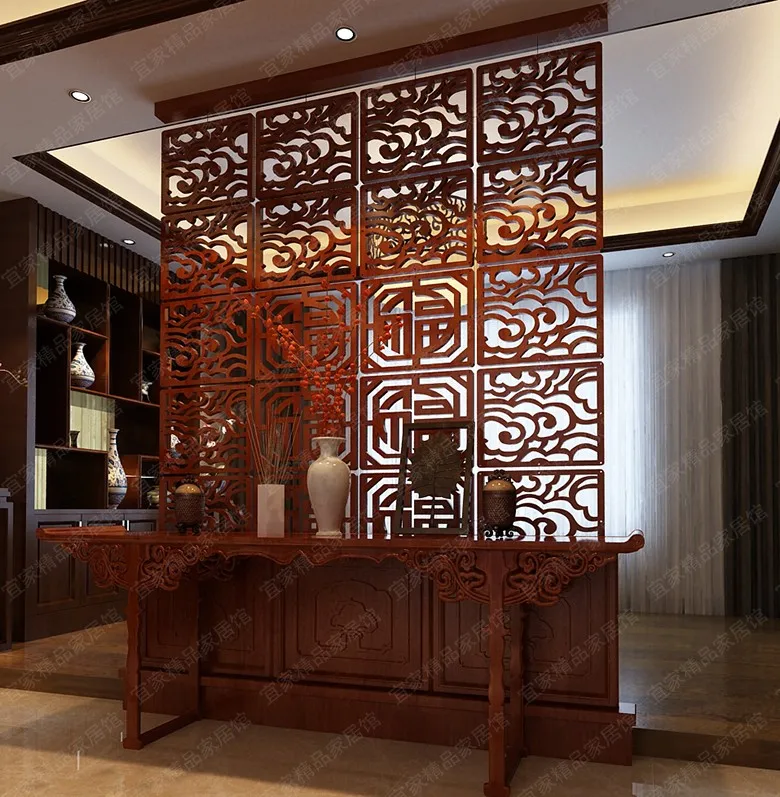 Chinese wood hanging wall panels decorative wooden bricks isolated bedroom living room folding screen personalized custom | Дом и сад