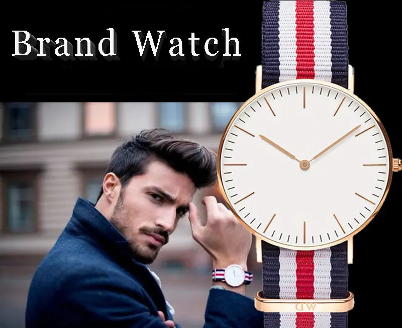 Brand Watches rose Quartz Watch Women Men Nylon Strap Military Sport Wrist watch WristwatchClock hombre 40mm | Наручные часы